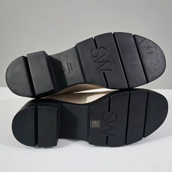 NEW Stuart Weitzman Norah Ankle Boot Women 9.5 WIDE Oat Leather Chelsea Lug Sole - Picture 13 of 15